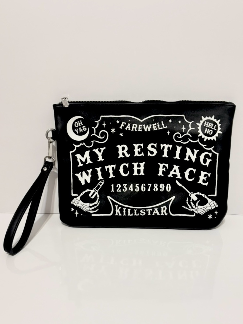 Rare HTF Killstar Zip Closure Pouch Clutch 'My Resting Witch Face' Wristlet